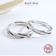DAVINA Couple Evan Zeline Rings Silver Color S925