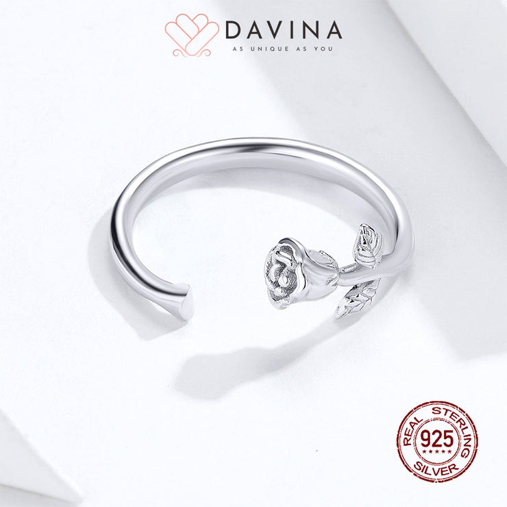 DAVINA Ladies Rose Ring Sterling Silver 925