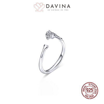 DAVINA Ladies Rose Ring Silver Color S925