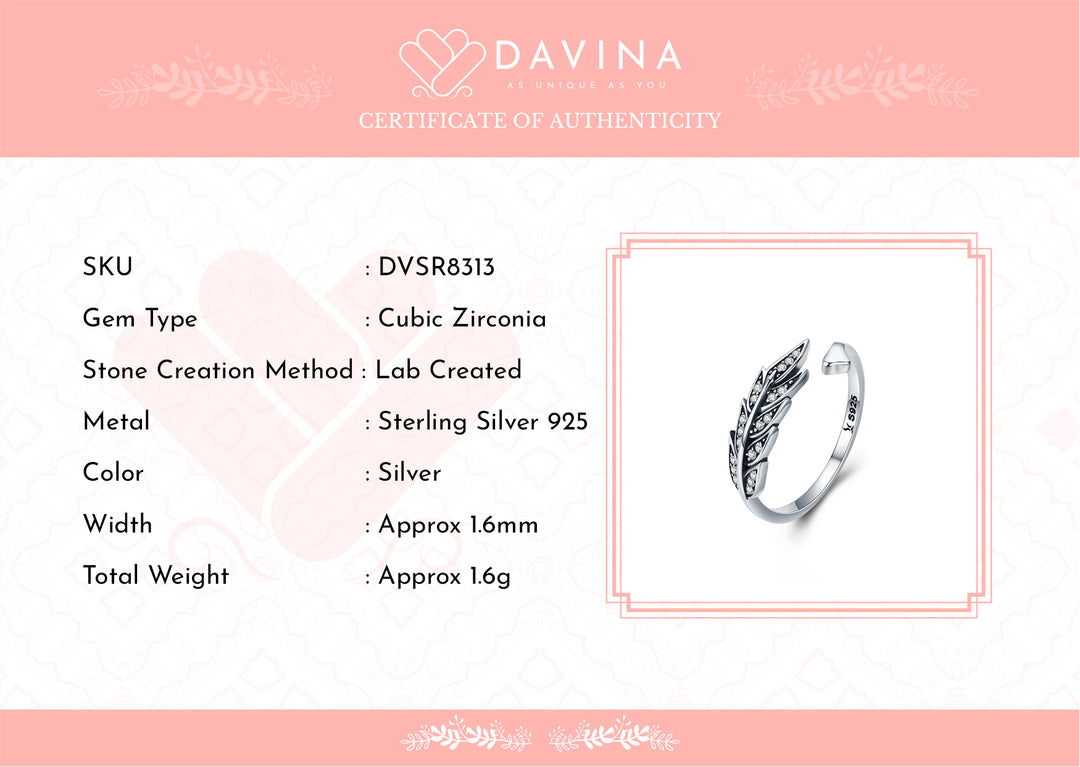 DAVINA Ladies Leaf Ring Sterling Silver 925