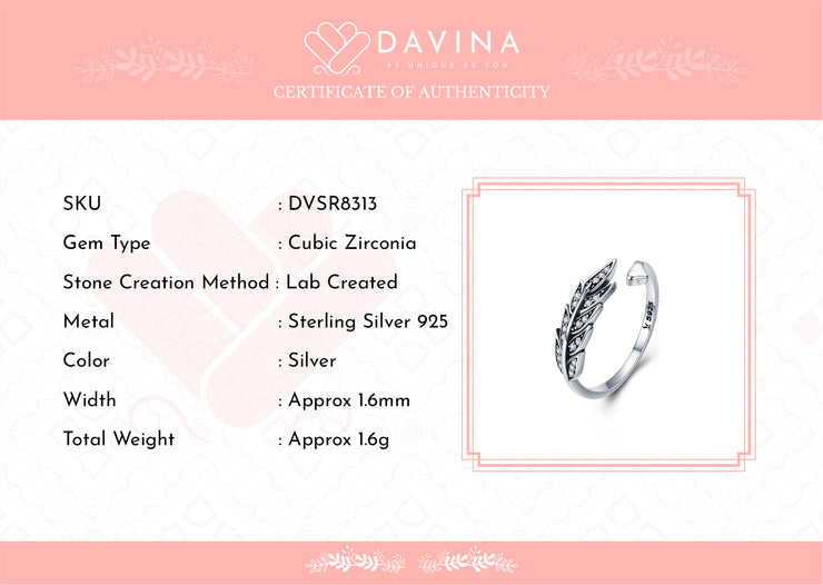 DAVINA Ladies Leaf Ring Sterling Silver 925