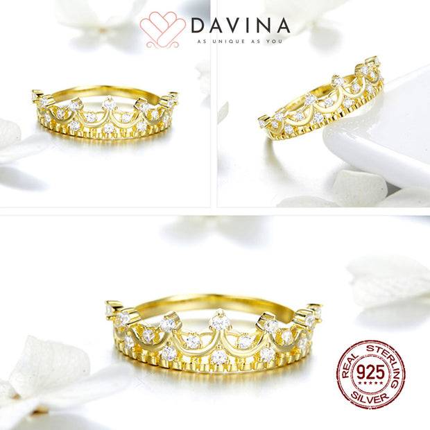 DAVINA Ladies Reina Ring Gold Color Sterling Silver 925