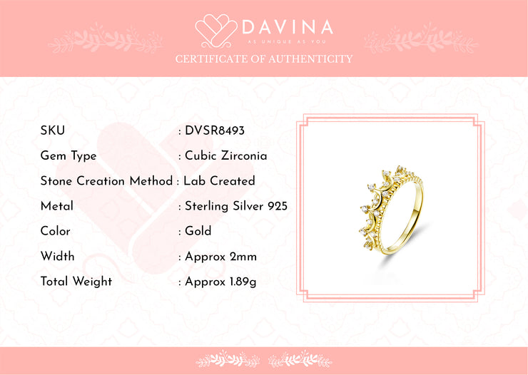 DAVINA Ladies Reina Ring Gold Color Sterling Silver 925