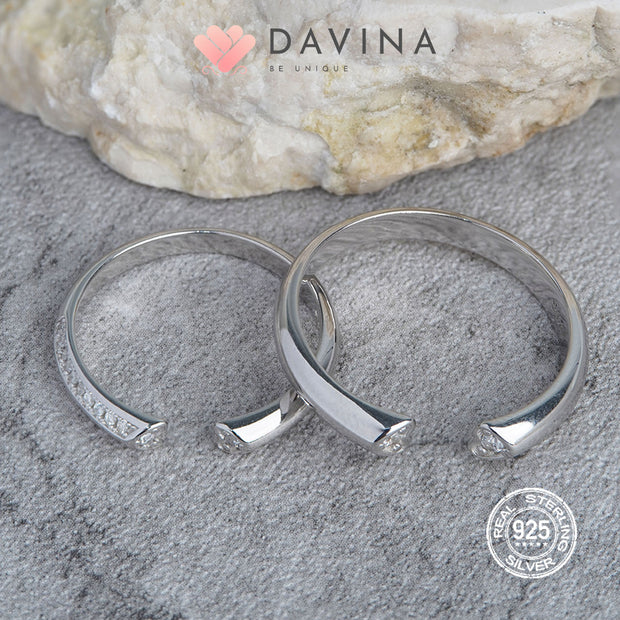 DAVINA Couple Fandy Fanny Rings Silver Color S925