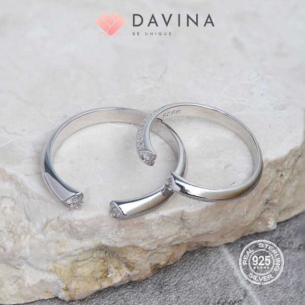 DAVINA Couple Fandy Fanny Rings Silver Color S925