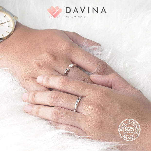 DAVINA Couple Fandy Fanny Rings Silver Color S925