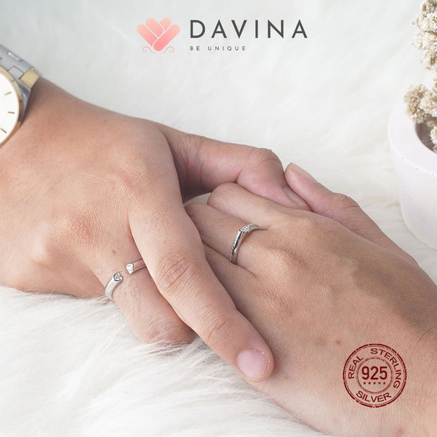 DAVINA Couple Fandy Fanny Rings Silver Color S925