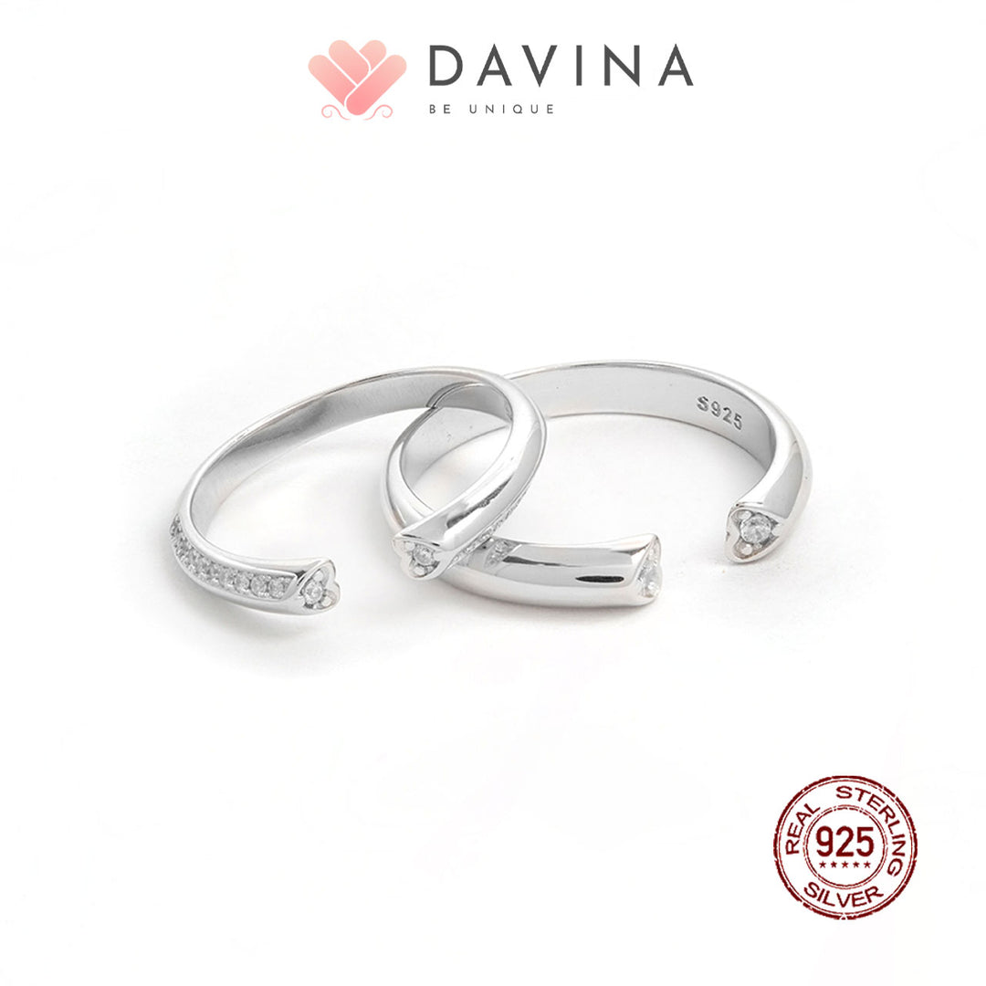 Cincin couple perhiasan silver DAVINA Fandy Fanny elegan untuk pasangan romantis