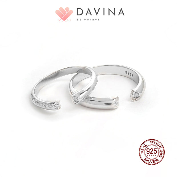 DAVINA Couple Fandy Fanny Rings Silver Color S925