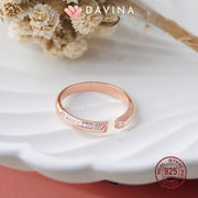 DAVINA Couple Fandy Fanny Rings Rose Gold Color S925