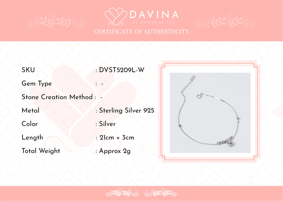 DAVINA Ladies Ellen Anklet Sterling Silver 925