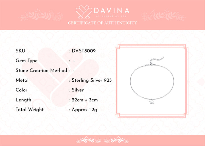 DAVINA Ladies Amanda Anklet Sterling Silver 925