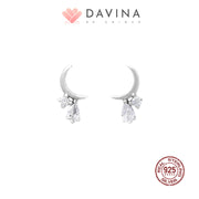 DAVINA Ladies Moonie Earrings Silver Color S925