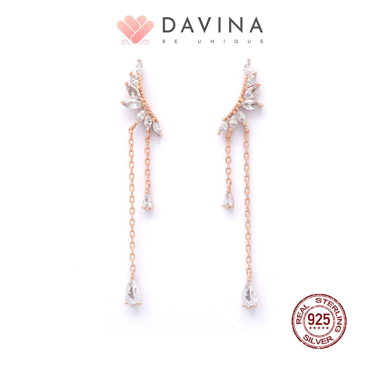 DAVINA Ladies Aviva Earrings Rose Gold Plated Sterling Silver 925