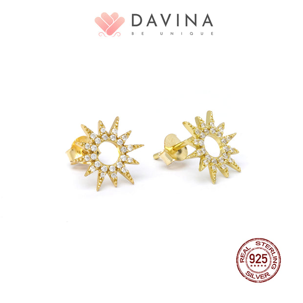 DAVINA Ladies Violet Earrings Gold Color S925