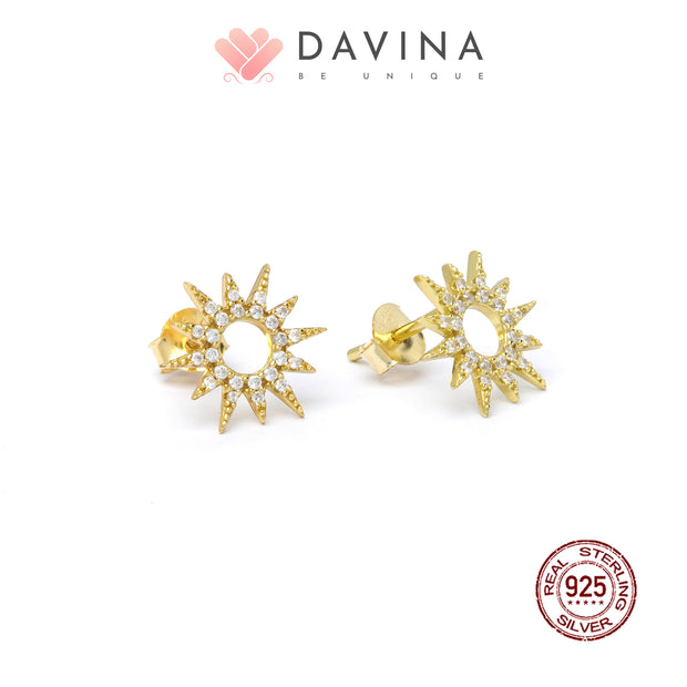 DAVINA Ladies Violet Earrings Gold Color Sterling Silver 925