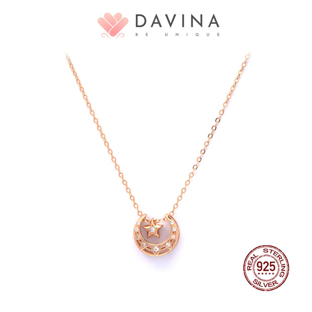 DAVINA Ladies Loona Necklace Rose Gold Color S925
