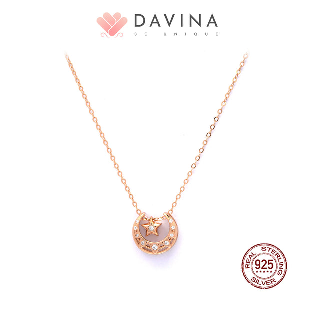 DAVINA Ladies Loona Necklace Rose Gold Color Sterling Silver 925