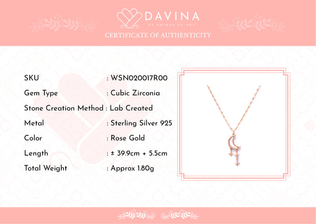 DAVINA Ladies Aelin Necklace Rose Gold Color Sterling Silver 925