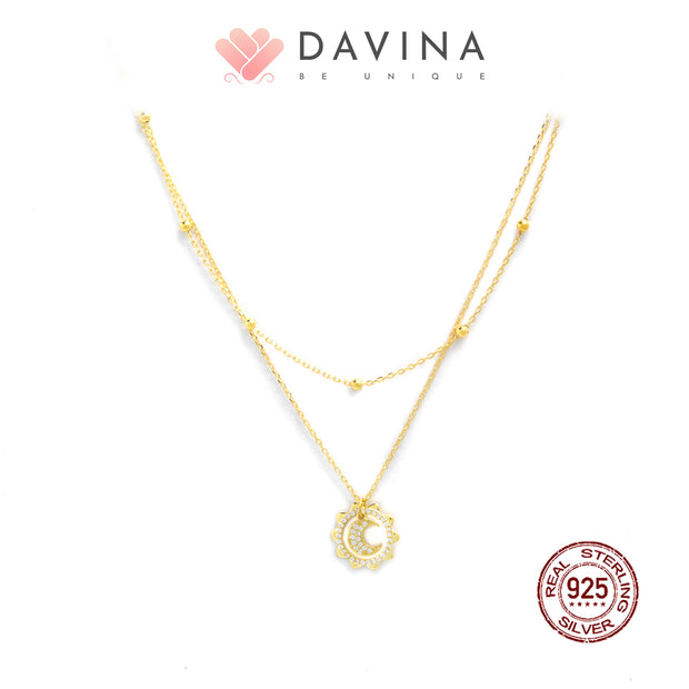 DAVINA Ladies Adishree Necklace Gold Color Sterling Silver 925