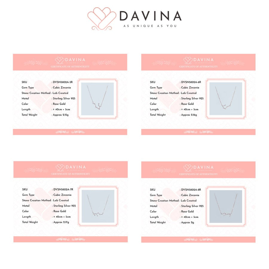 DAVINA Ladies Zodiac Necklace Rose Gold Color Sterling Silver 925