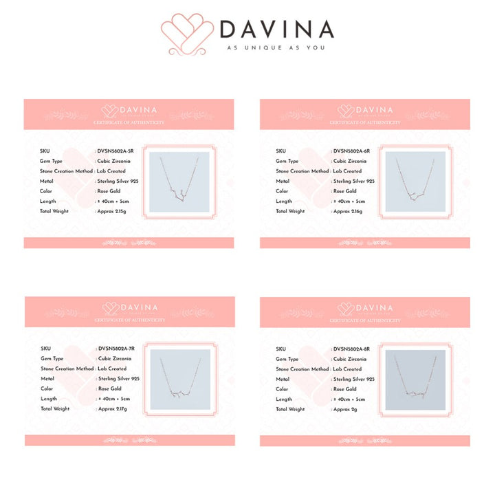 DAVINA Ladies Zodiac Necklace Rose Gold Color Sterling Silver 925